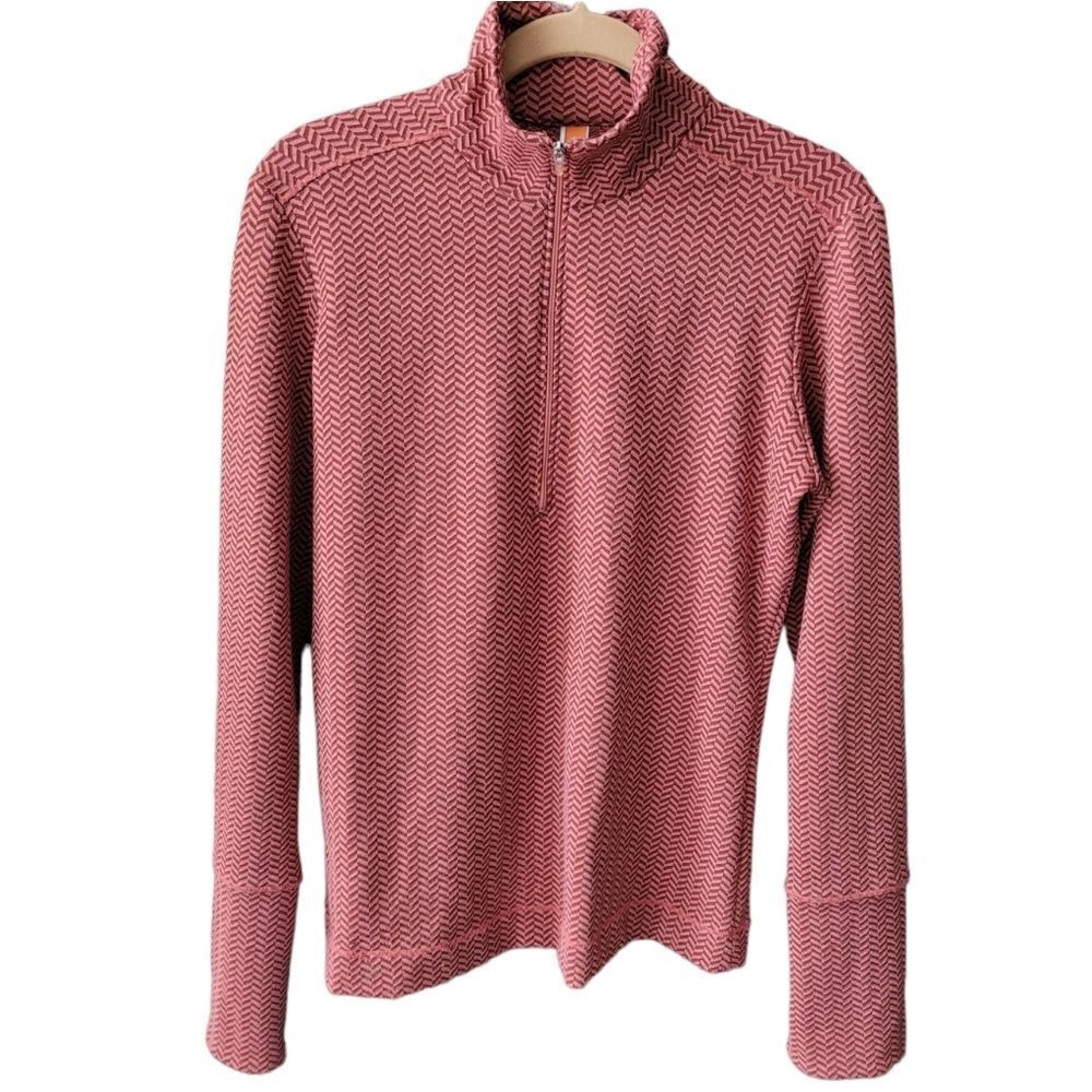 Lucy Burnt Orange Zig Zag Print Pullover Top Size M